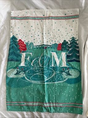 Fortnum & Mason F&M Holiday Tea Towel - Green & White